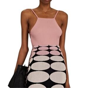 NWOT Zeynep Arcay Open Back Rib Knit Pink Bodysuit US 4